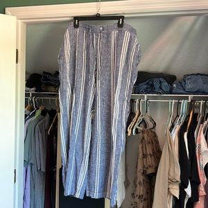 Old Navy Wide Leg Pants, Blue/White Striped, XXL